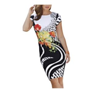 Monroe & Main Stretch Knit Side Pleat Summer Office Casual Church Dress   size 8